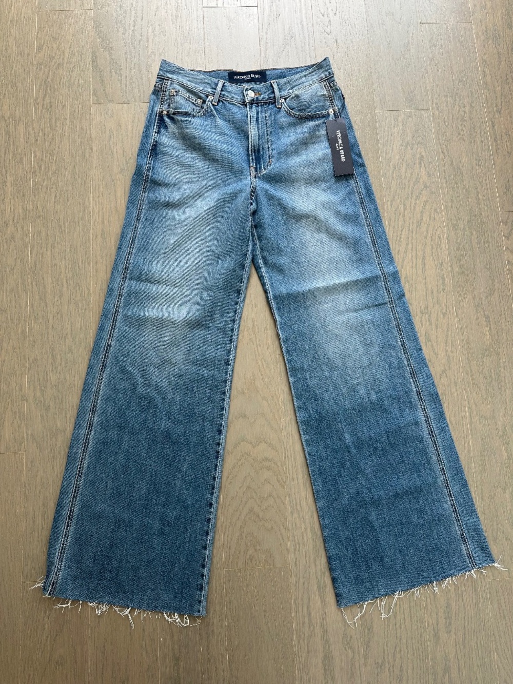 Veronica Beard KASEY Raw Hem Wide Leg Jean Jeans Dusted Glare - With tags - 26 - Picture 2 of 7